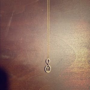 Diamond drop necklace with 24k chain